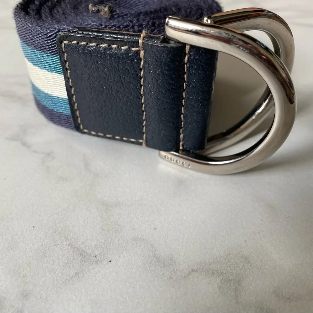 GUCCI sherry line d-ring striped belt